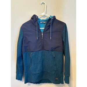 The North Face Womens Fleece Lined Half Zip Hoodie Blue Teal S P